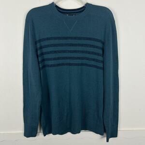 Smartwool Men's Merino Wool Blend Blue Striped Long Sleeve Sweater M